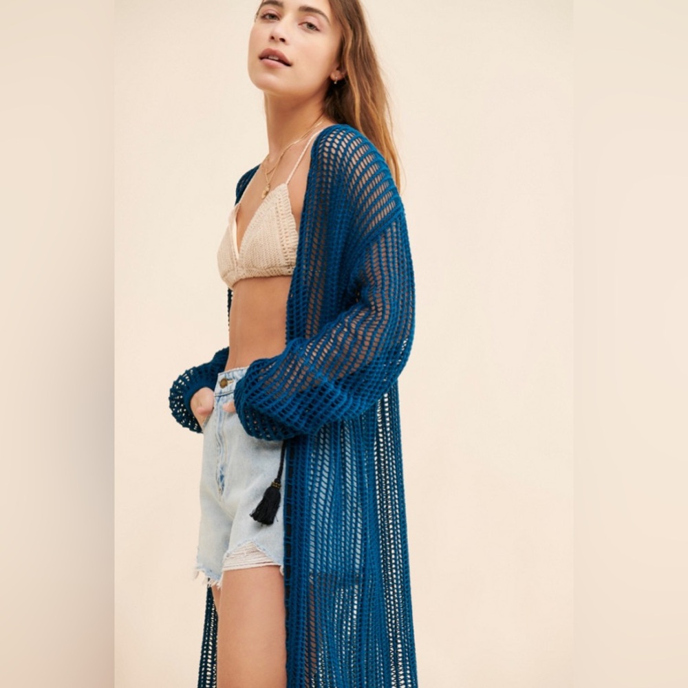 BNWT Free People Lattice Longline Cardigan